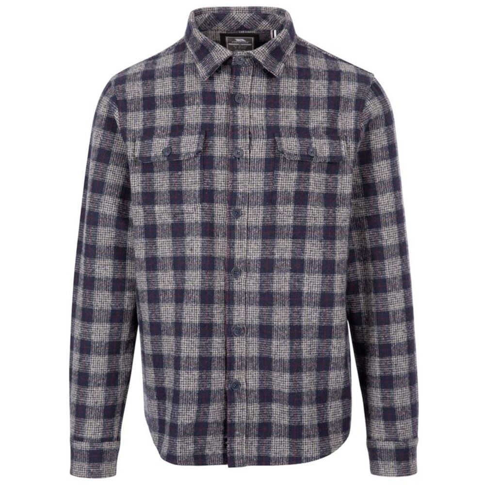 Trespass Mens Portlaw Checked Long-Sleeved Shirt / Gray/Blue